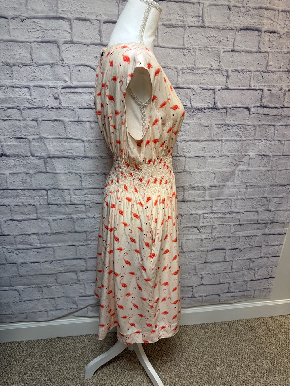 kate spade Cream Midi Dress with Coral Flamingo Print - Picture 6 of 7
